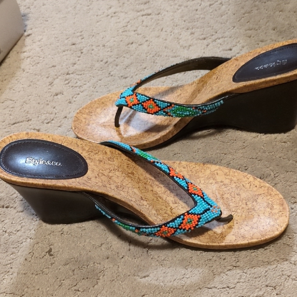 Style & Co Black and Tan Wedge Shoes